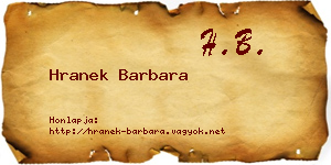 Hranek Barbara névjegykártya